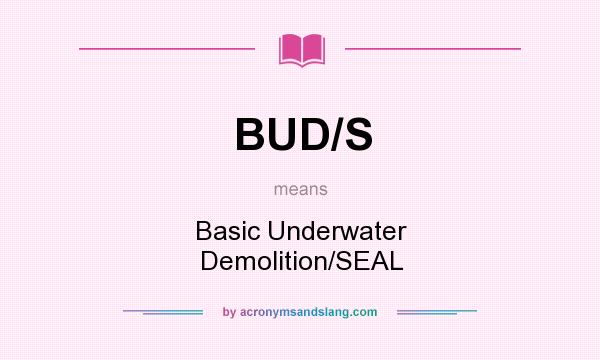What does BUD/S mean? It stands for Basic Underwater Demolition/SEAL