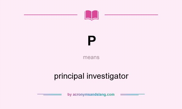 What does P mean? It stands for principal investigator