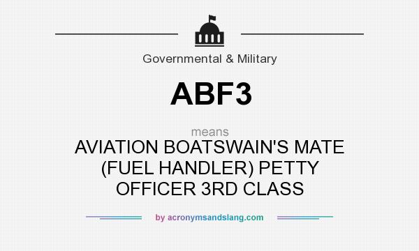 What does ABF3 mean? It stands for AVIATION BOATSWAIN`S MATE (FUEL HANDLER) PETTY OFFICER 3RD CLASS