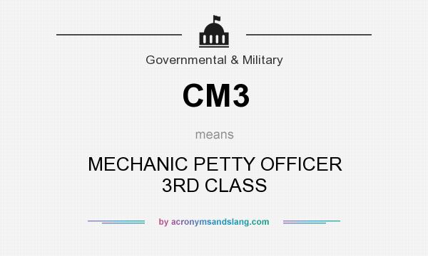 What does CM3 mean? It stands for MECHANIC PETTY OFFICER 3RD CLASS