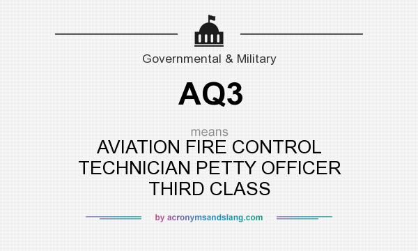 What does AQ3 mean? It stands for AVIATION FIRE CONTROL TECHNICIAN PETTY OFFICER THIRD CLASS