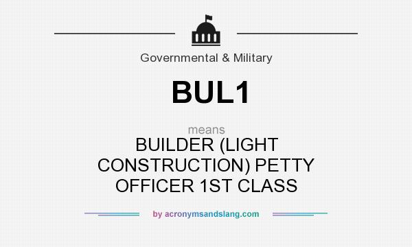 What does BUL1 mean? It stands for BUILDER (LIGHT CONSTRUCTION) PETTY OFFICER 1ST CLASS