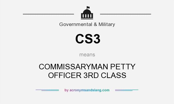 What does CS3 mean? It stands for COMMISSARYMAN PETTY OFFICER 3RD CLASS