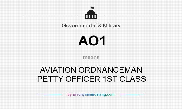 What does AO1 mean? It stands for AVIATION ORDNANCEMAN PETTY OFFICER 1ST CLASS