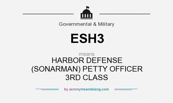 What does ESH3 mean? It stands for HARBOR DEFENSE (SONARMAN) PETTY OFFICER 3RD CLASS