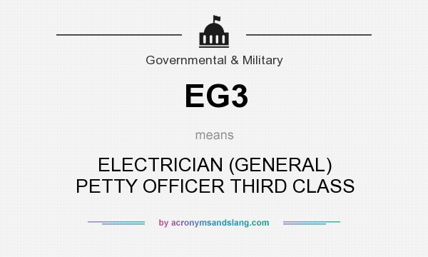 What does EG3 mean? It stands for ELECTRICIAN (GENERAL) PETTY OFFICER THIRD CLASS
