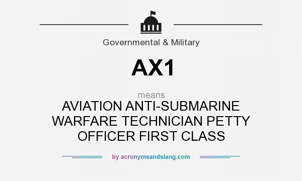 What does AX1 mean? It stands for AVIATION ANTI-SUBMARINE WARFARE TECHNICIAN PETTY OFFICER FIRST CLASS