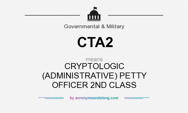 What does CTA2 mean? It stands for CRYPTOLOGIC (ADMINISTRATIVE) PETTY OFFICER 2ND CLASS