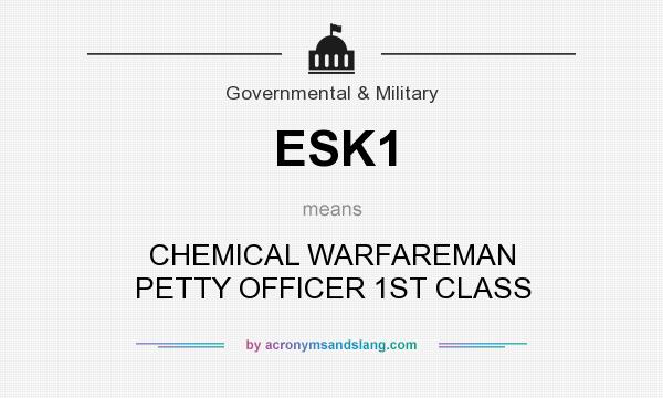 What does ESK1 mean? It stands for CHEMICAL WARFAREMAN PETTY OFFICER 1ST CLASS