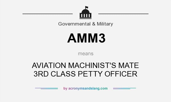 What does AMM3 mean? It stands for AVIATION MACHINIST`S MATE 3RD CLASS PETTY OFFICER