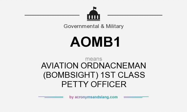 What does AOMB1 mean? It stands for AVIATION ORDNACNEMAN (BOMBSIGHT) 1ST CLASS PETTY OFFICER