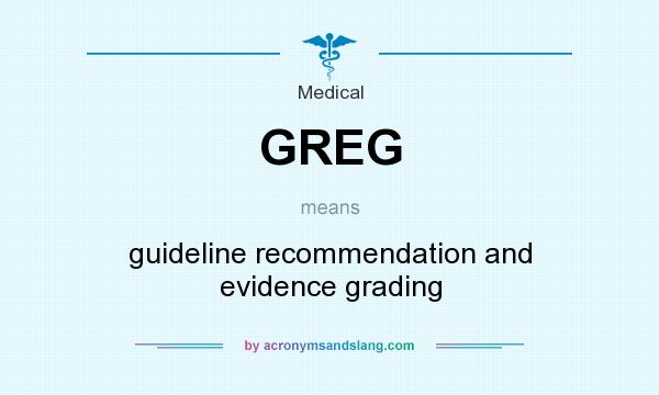 What does GREG mean? It stands for guideline recommendation and evidence grading