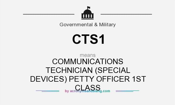 What does CTS1 mean? It stands for COMMUNICATIONS TECHNICIAN (SPECIAL DEVICES) PETTY OFFICER 1ST CLASS