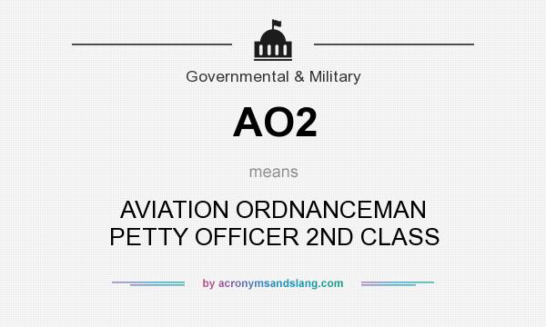 What does AO2 mean? It stands for AVIATION ORDNANCEMAN PETTY OFFICER 2ND CLASS
