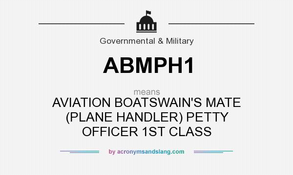 What does ABMPH1 mean? It stands for AVIATION BOATSWAIN`S MATE (PLANE HANDLER) PETTY OFFICER 1ST CLASS