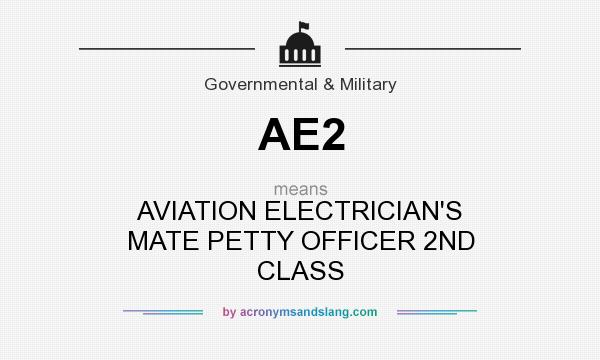 What does AE2 mean? It stands for AVIATION ELECTRICIAN`S MATE PETTY OFFICER 2ND CLASS