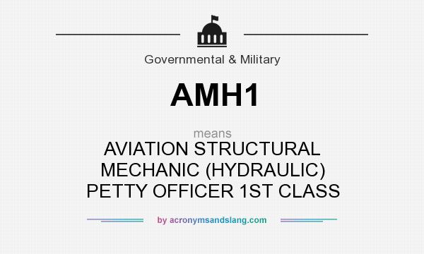 What does AMH1 mean? It stands for AVIATION STRUCTURAL MECHANIC (HYDRAULIC) PETTY OFFICER 1ST CLASS
