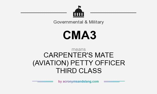 What does CMA3 mean? It stands for CARPENTER`S MATE (AVIATION) PETTY OFFICER THIRD CLASS