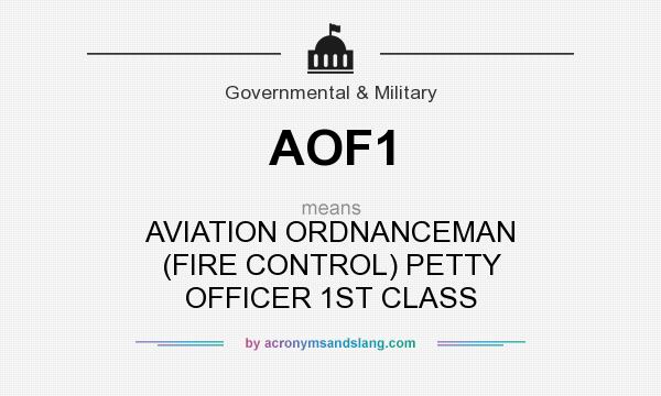 What does AOF1 mean? It stands for AVIATION ORDNANCEMAN (FIRE CONTROL) PETTY OFFICER 1ST CLASS