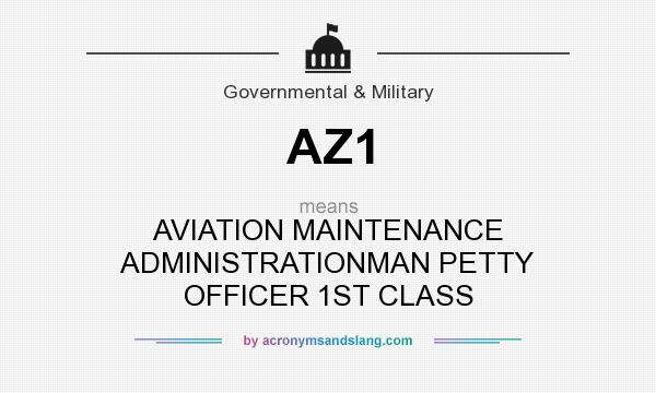 What does AZ1 mean? It stands for AVIATION MAINTENANCE ADMINISTRATIONMAN PETTY OFFICER 1ST CLASS
