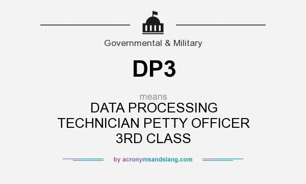 What does DP3 mean? It stands for DATA PROCESSING TECHNICIAN PETTY OFFICER 3RD CLASS