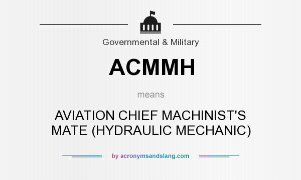 What does ACMMH mean? It stands for AVIATION CHIEF MACHINIST`S MATE (HYDRAULIC MECHANIC)