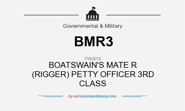 What does BMR3 mean? It stands for BOATSWAIN`S MATE R (RIGGER) PETTY OFFICER 3RD CLASS