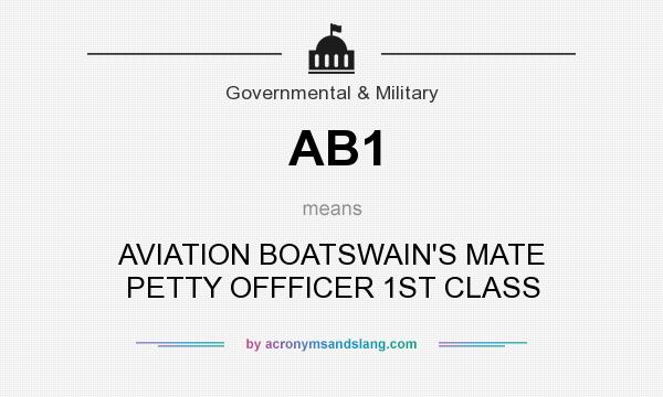 What does AB1 mean? It stands for AVIATION BOATSWAIN`S MATE PETTY OFFFICER 1ST CLASS