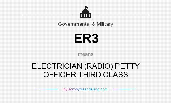 What does ER3 mean? It stands for ELECTRICIAN (RADIO) PETTY OFFICER THIRD CLASS