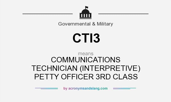 What does CTI3 mean? It stands for COMMUNICATIONS TECHNICIAN (INTERPRETIVE) PETTY OFFICER 3RD CLASS