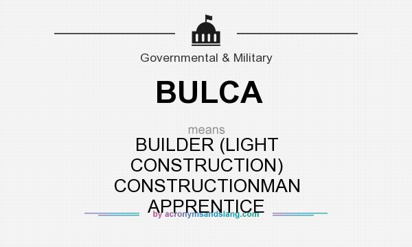 What does BULCA mean? It stands for BUILDER (LIGHT CONSTRUCTION) CONSTRUCTIONMAN APPRENTICE