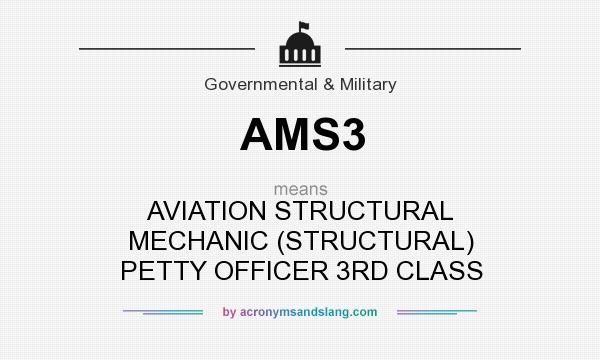 What does AMS3 mean? It stands for AVIATION STRUCTURAL MECHANIC (STRUCTURAL) PETTY OFFICER 3RD CLASS