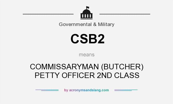 What does CSB2 mean? It stands for COMMISSARYMAN (BUTCHER) PETTY OFFICER 2ND CLASS