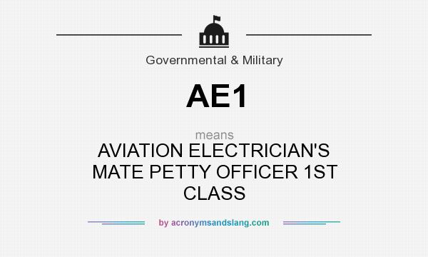 What does AE1 mean? It stands for AVIATION ELECTRICIAN`S MATE PETTY OFFICER 1ST CLASS