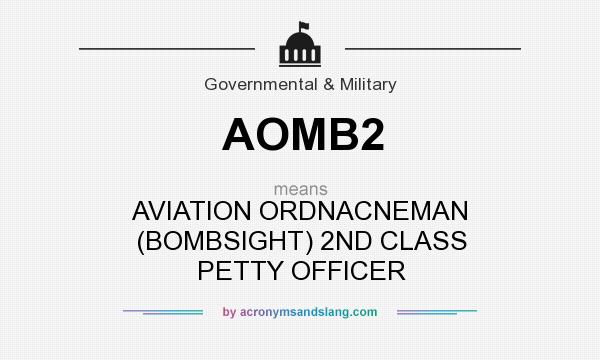 What does AOMB2 mean? It stands for AVIATION ORDNACNEMAN (BOMBSIGHT) 2ND CLASS PETTY OFFICER