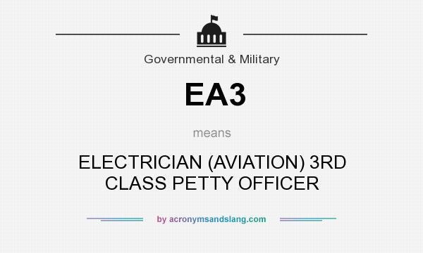 What does EA3 mean? It stands for ELECTRICIAN (AVIATION) 3RD CLASS PETTY OFFICER