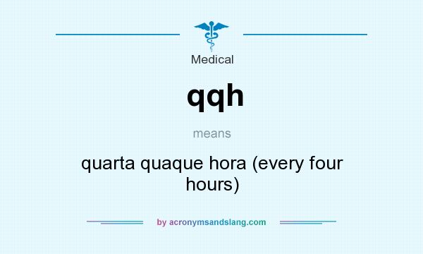 What does qqh mean? It stands for quarta quaque hora (every four hours)