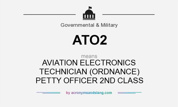 What does ATO2 mean? It stands for AVIATION ELECTRONICS TECHNICIAN (ORDNANCE) PETTY OFFICER 2ND CLASS