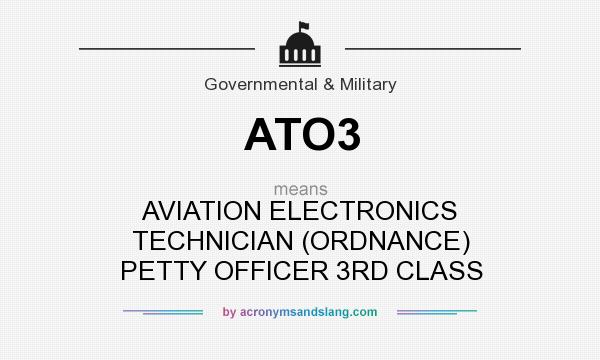 What does ATO3 mean? It stands for AVIATION ELECTRONICS TECHNICIAN (ORDNANCE) PETTY OFFICER 3RD CLASS