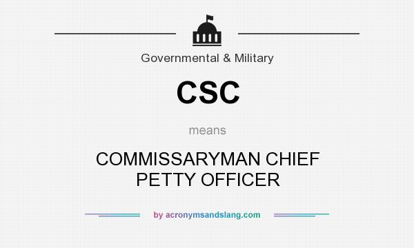 What does CSC mean? It stands for COMMISSARYMAN CHIEF PETTY OFFICER