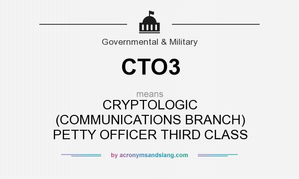 What does CTO3 mean? It stands for CRYPTOLOGIC (COMMUNICATIONS BRANCH) PETTY OFFICER THIRD CLASS