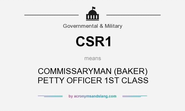 What does CSR1 mean? It stands for COMMISSARYMAN (BAKER) PETTY OFFICER 1ST CLASS