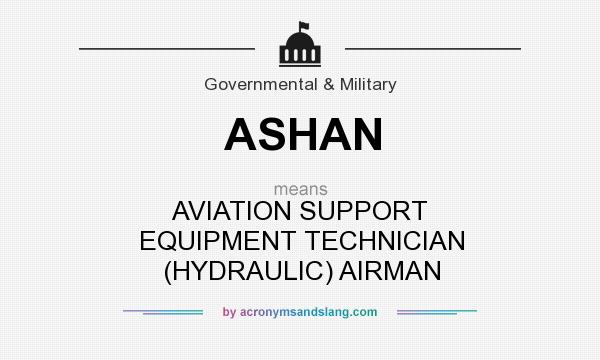 What does ASHAN mean? It stands for AVIATION SUPPORT EQUIPMENT TECHNICIAN (HYDRAULIC) AIRMAN