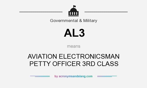 What does AL3 mean? It stands for AVIATION ELECTRONICSMAN PETTY OFFICER 3RD CLASS