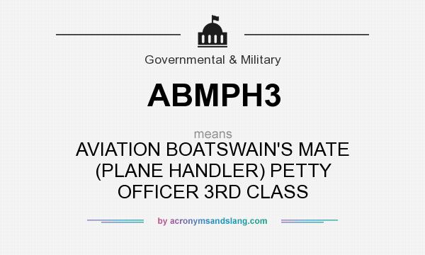 What does ABMPH3 mean? It stands for AVIATION BOATSWAIN`S MATE (PLANE HANDLER) PETTY OFFICER 3RD CLASS