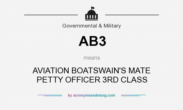 What does AB3 mean? It stands for AVIATION BOATSWAIN`S MATE PETTY OFFICER 3RD CLASS
