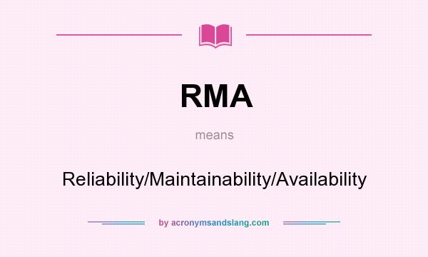What does RMA mean? It stands for Reliability/Maintainability/Availability