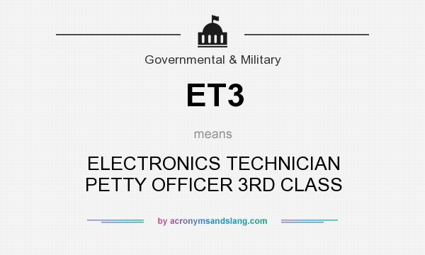 What does ET3 mean? It stands for ELECTRONICS TECHNICIAN PETTY OFFICER 3RD CLASS