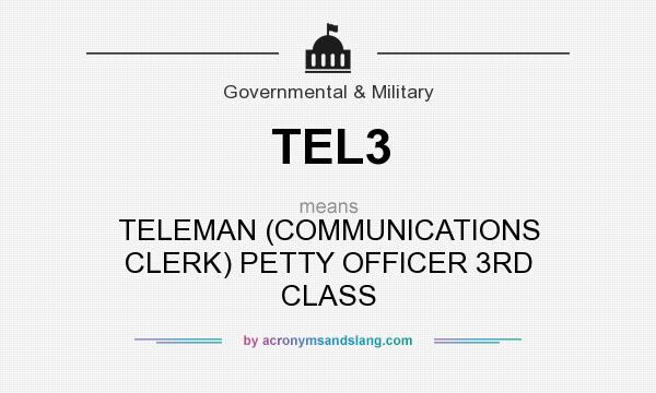 What does TEL3 mean? It stands for TELEMAN (COMMUNICATIONS CLERK) PETTY OFFICER 3RD CLASS