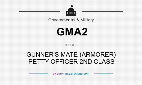 What does GMA2 mean? It stands for GUNNER`S MATE (ARMORER) PETTY OFFICER 2ND CLASS